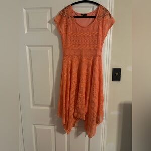 Orange Flutter Sleeve Asymmetrical Sundress for Wedding Guest